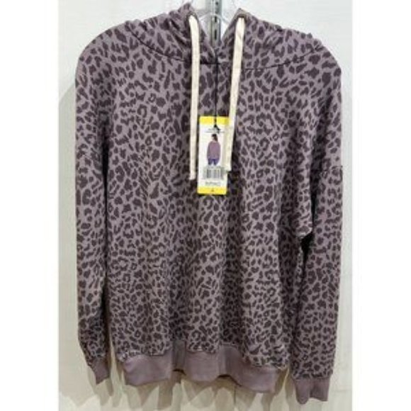 Buffalo Womens Super Soft Hoodie Pullover Sweatshirt -- Purple Leopard Print - Picture 3 of 6